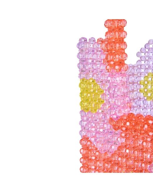 Tillie Beads Pink Daisy Square Handle Tote Bead Bag