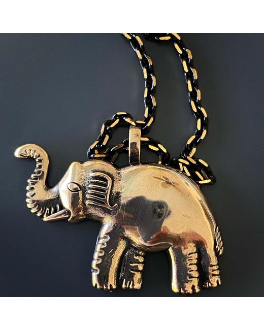 Ebru Jewelry Metallic Symbol Of Luck Elephant Long Chain Necklace