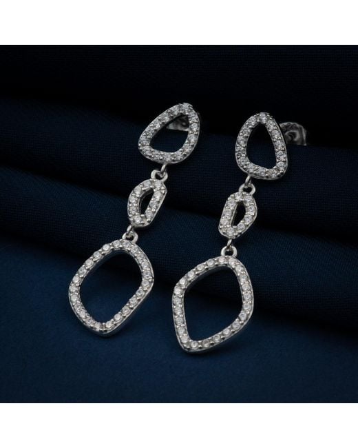 Jollz Jewellery White Sterling Triple Cubic Zirconia Drop Earrings