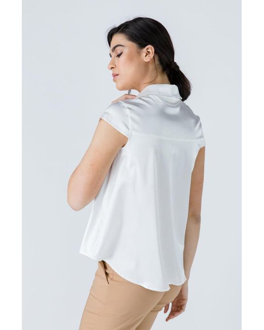 Conquista White Neutrals Ecru Cap Sleeve Shirt