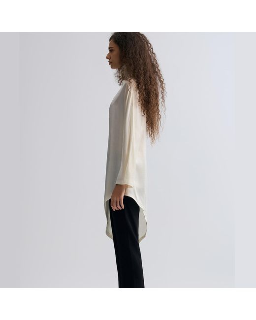 FRONT ROW SHOP White Asymmetric Slouch-Neck Blouse