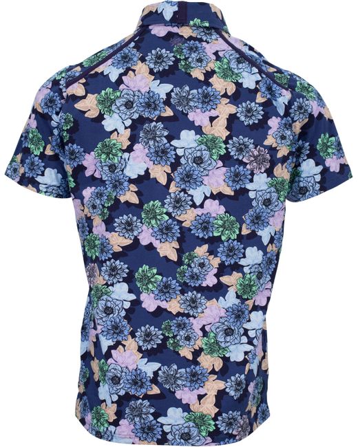 Lords of Harlech Blue Pietro Snap Floral Polo Shirt for men
