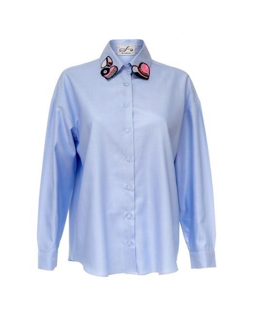 Sana t Blue Hand Embroidered Clara Shirt