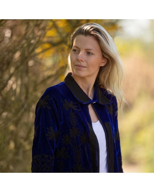 Antra Designs Suki Midnight Blue Velvet Coat Dress