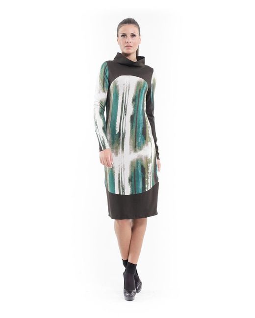 Conquista Green Print & Solid Colour Dress