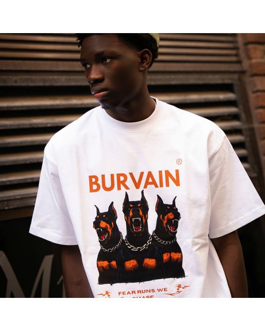 Burvain. White Thredog Tee for men