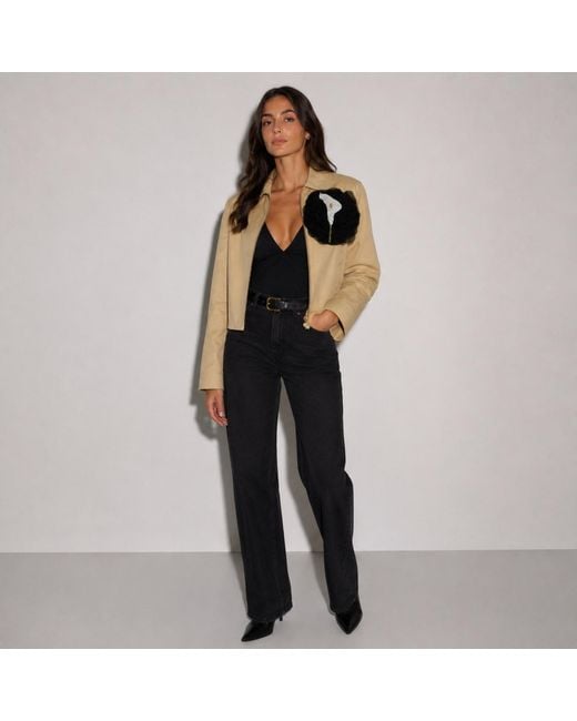 House of Laines London Natural Neutrals Laines Couture Hand Embellished Lilly Flower Cropped Trench
