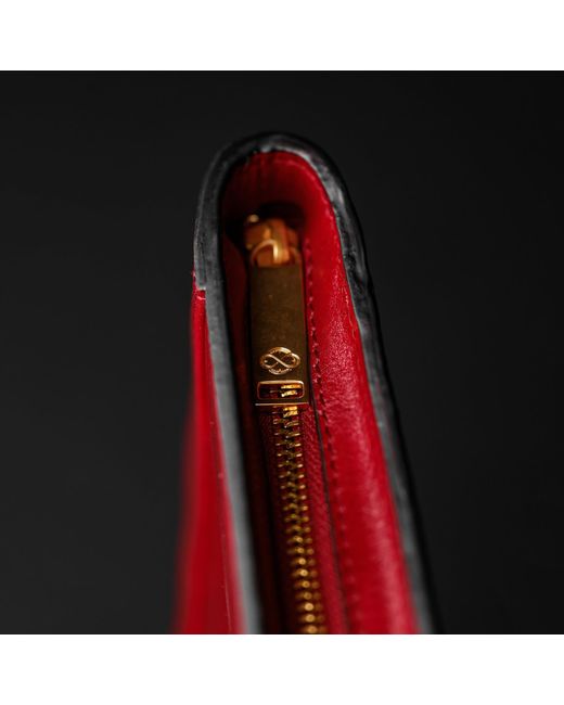 Time Resistance Red Leather Documents Folder Organizer