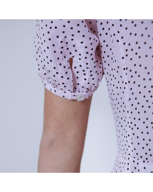 SVETA Milano Purple Berkeley Polka-Dot Silk Dress