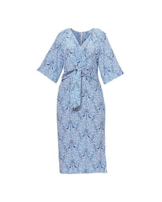 Helen Mcalinden Blue Ailbhe Stripe And Bow Print Dress