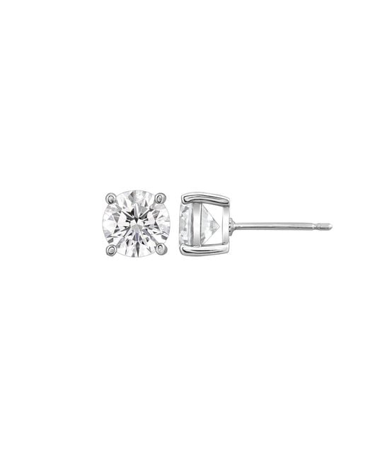 Diamonbliss White Embellished Swarovski Stone Platinum Plated Sterling Solitaire Round Cut Stud Earrings Three Carats