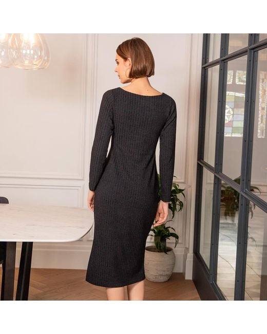 Alie Street London Blue Noelle Rib Knit Jumper Dress