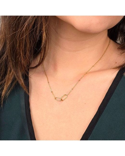 Harfi Metallic Interlocking Paperclip Infinity Plated Necklace
