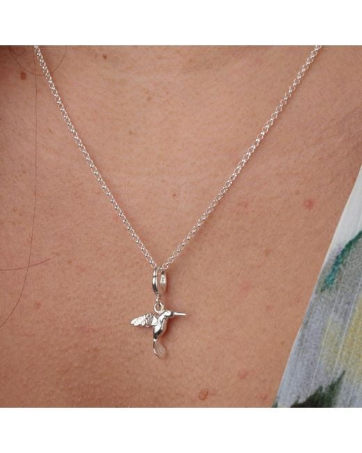 Lily Charmed Metallic Sterling Hummingbird Charm Necklace