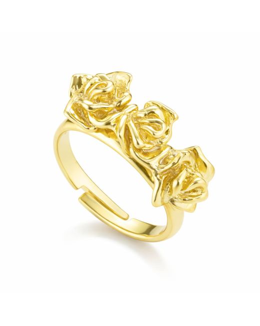 Unaloe Metallic Vermeil Triple Rose Adjustable Ring For – Meaningful Floral Jewelry