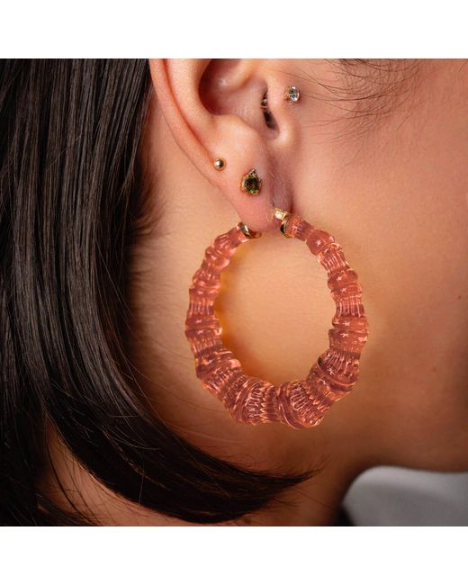 Gold & Honey Orange Neutrals Rum And Coke Bamboo Hoop Earrings