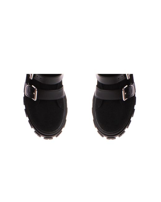 The 5Th Element Black Jagger Buckled Suede Combat Boot