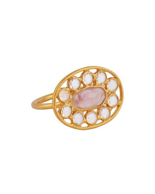 Opium Jewels Metallic Pale Tourmaline Crystal Jali Ring
