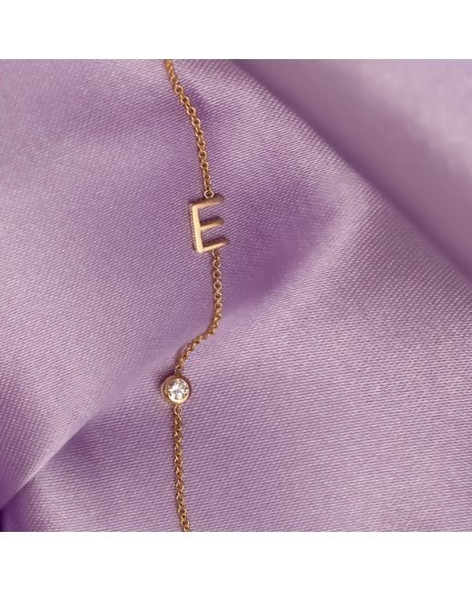 Maya Brenner Metallic Monogram Necklace With Diamond - Rose Gold - 16" |