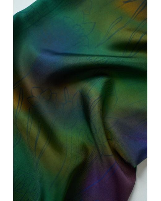 Lost Pattern Green Brooklyn Silk Wide Leg Pants