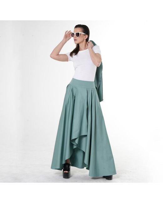 Metamorph Blue Maxi Draped Skirt