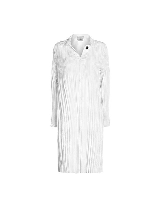 London Atelier Byproduct White Accordion Pleated Shirt Dress