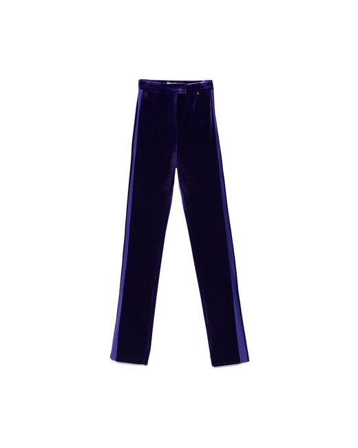Nissa Blue High-Waisted Velvet Pants