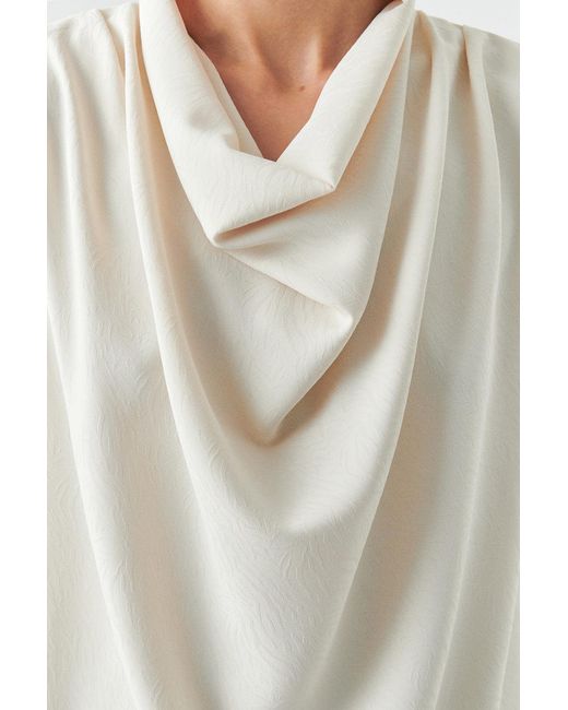 Exquise White Ashlyn Cream Sleeveless Cowl Neck Blouse