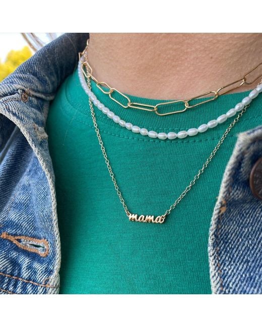 Kris Nations Metallic Mama Charm Necklace Vermeil
