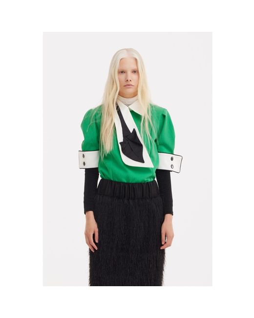 Julia Allert Green Statement Blouse With Collar And Cuffs –