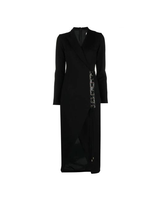 Nissa Black Lace-up Detailing Midi Dress