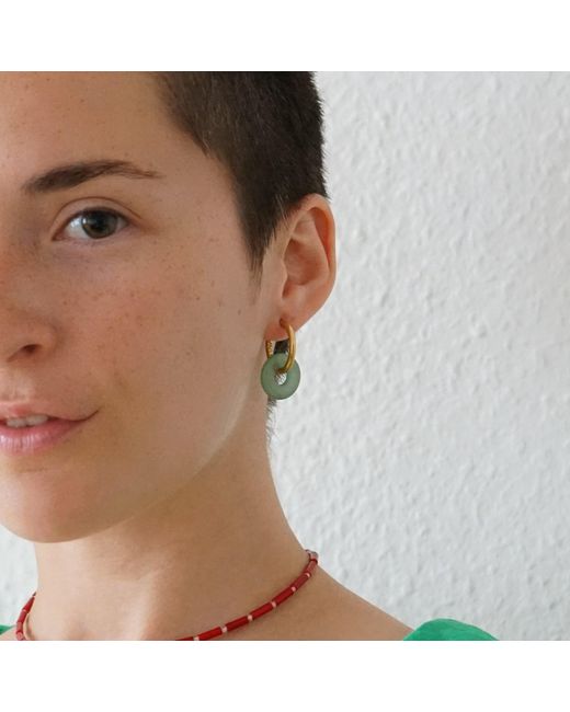 Smilla Brav Green Jade Donut Earrings