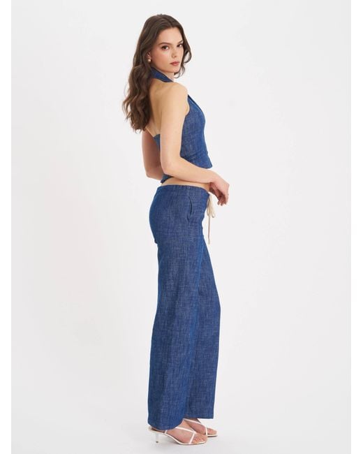 Miss Circle New York Blue Rafaella Ruched Back Cotton Denim Suit Vest