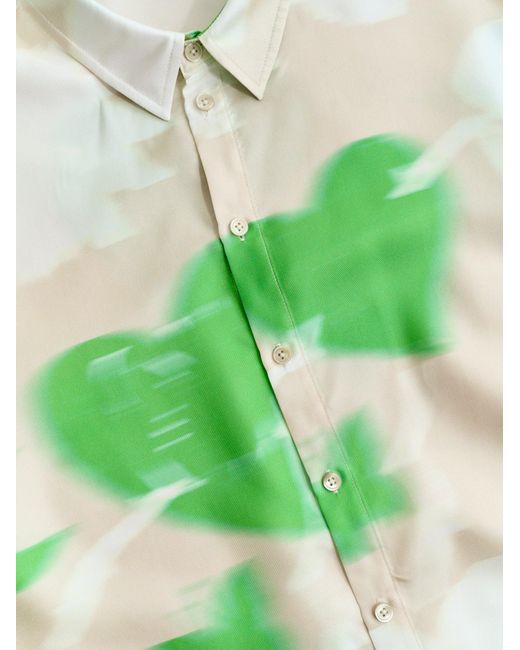 Lost Pattern Green Frida's Dream Oversized Silk Shirt