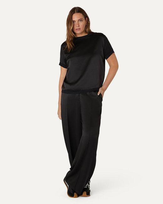 The Summer Edit Black Cloe Silk T-Shirt