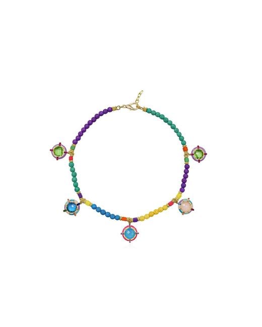 Bayemeyc Multicolor Paileas Gemstone Charm Necklace