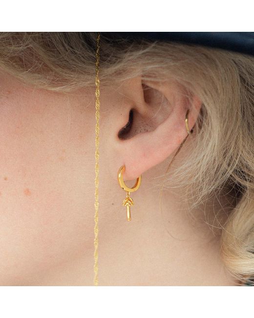 Shaded the Label Metallic Priscilla Palm Tree Sterling Huggie Hoop Earrings