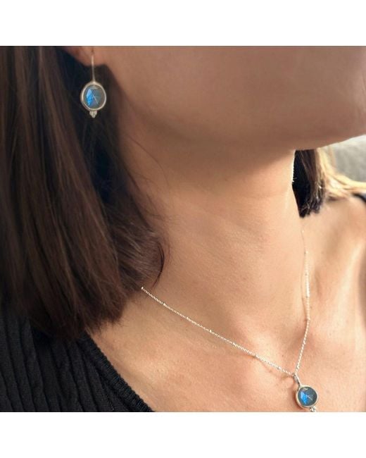 The Jewellery Store London Blue Labradorite 'You Are Loved' Hook Earrings