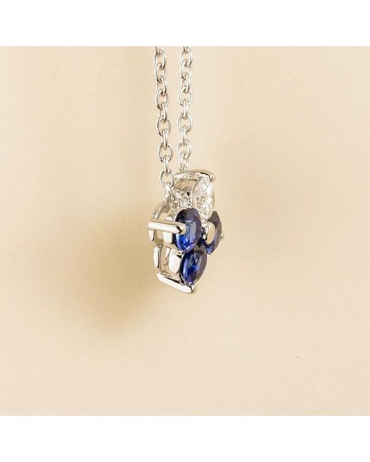 Juvetti Blue Clover Sapphire & Diamond Necklace