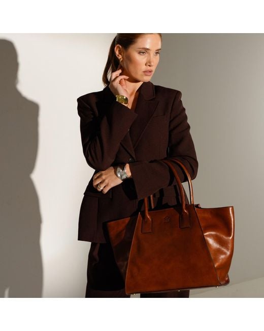 Time Resistance Red Leather Handbag Tote Bag For