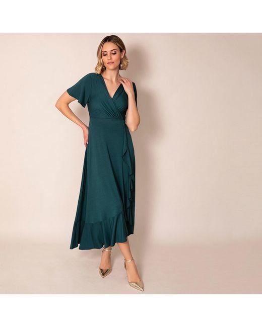 Alie Street London Green Waterfall Dress Petite Pine