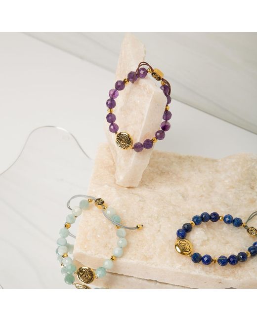 Seven Saints Metallic Crown Chakra Amethyst Spiritual Healing And Stress Relief Bracelet