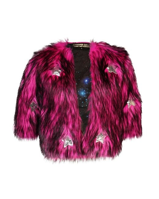 Jennafer Grace Multicolor Planet Queen Faux Fur Jacket
