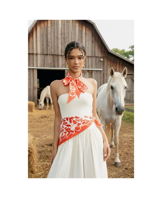 Jessie Zhao New York Red Double Sided Silk Scarf Blessing