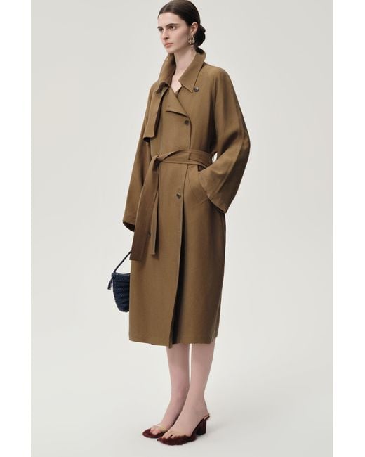 FRONT ROW SHOP Brown Drift Trench Hazel