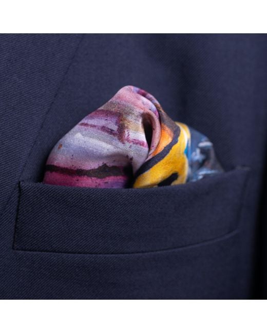 Otway & Orford Blue Neck & Neck Horse Racing Silk Pocket Square. Full-Size for men