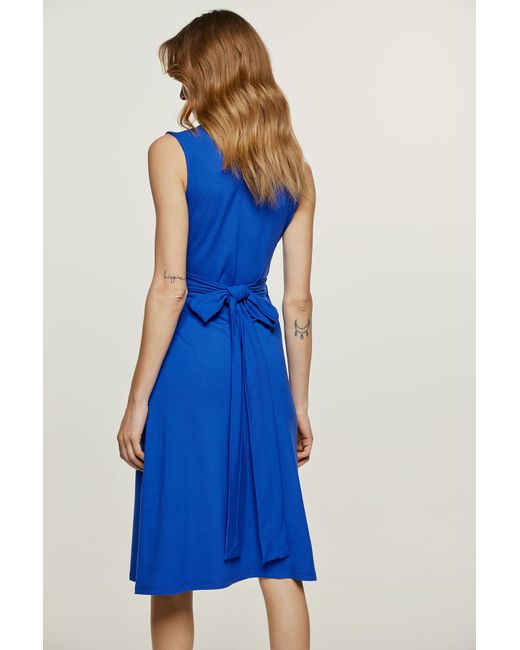 Conquista Blue Royal Jersey Empire Line Dress