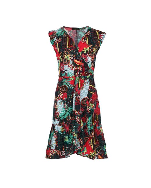 Conquista Red Tropical Tapestry Viscose Dress