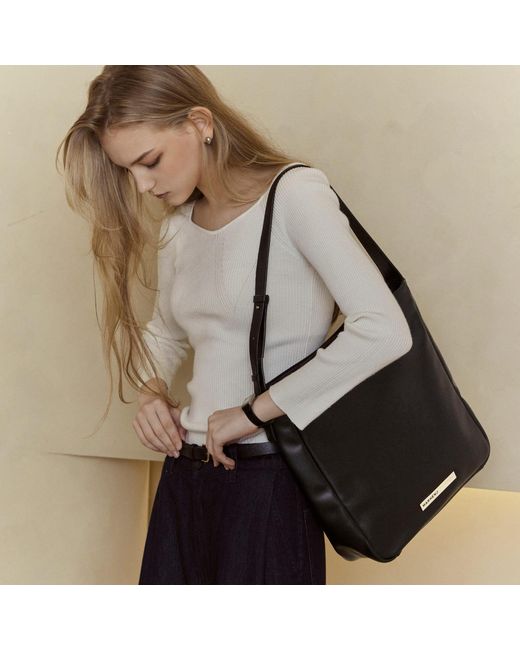 MARHEN.J Black Roxy Vegan Leather Square Shoulder Bag