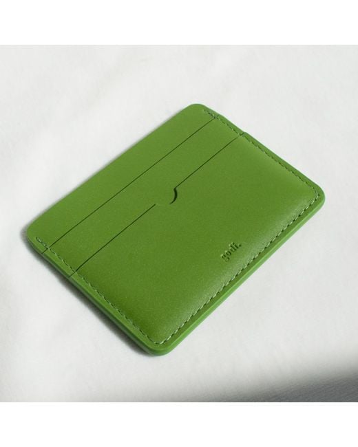 godi. Green Handmade Leather Card Case